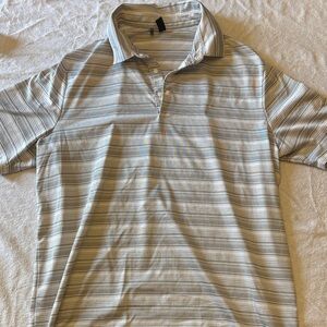 adidas Light Gray Striped Polo Shirt